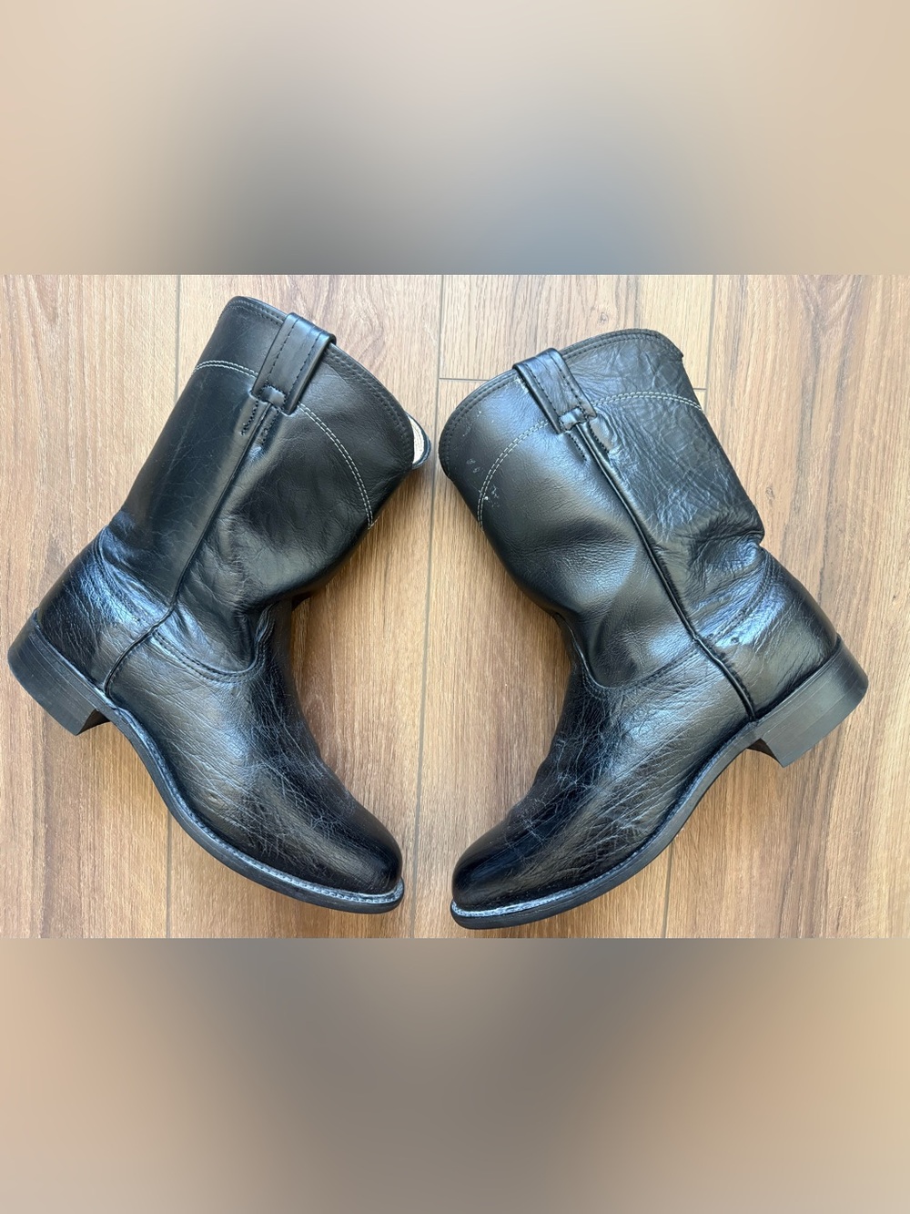 Vintage Larry Mahan Smooth Ostrich Roper Boots Mens Size 9.5 D Western Cowboy